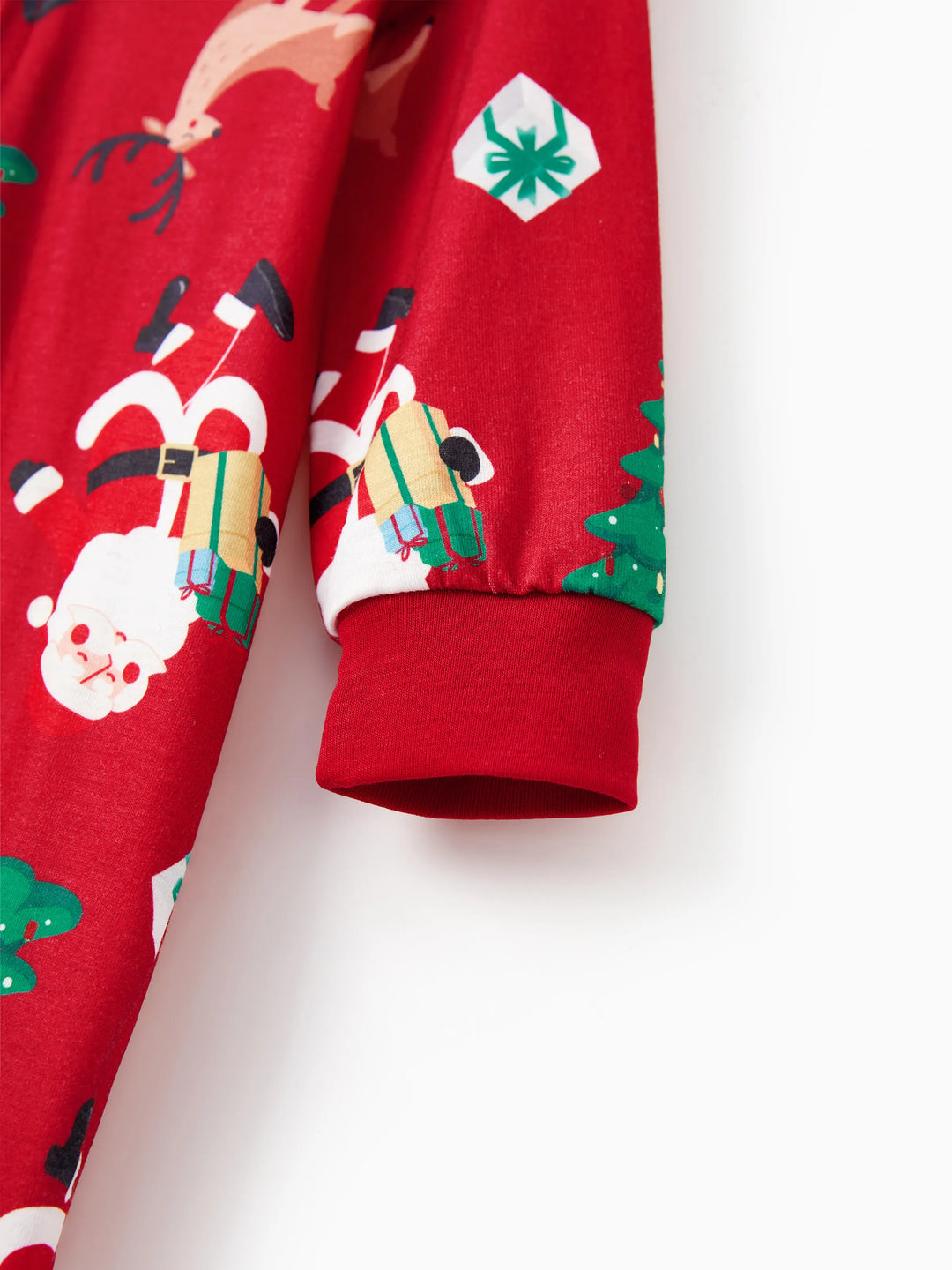 Conjuntos de Pijamas de Natal para Família com Impressão Integral de Rinoceronte 3D e Capuz, acompanhados de Meias de Natal Vermelhas-2