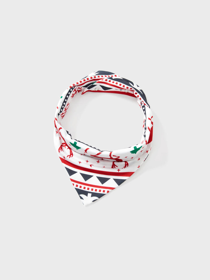 Pijamas de Natal para Família com Estampa de Renas em Todo o Lado, Manga Longa, com Meias de Natal (Segurança Certificada SGS) Vermelho+Branco