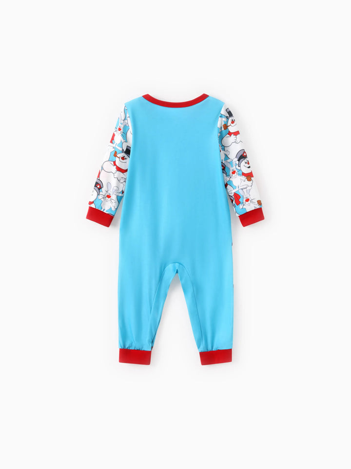Conjuntos de Pijamas com Padrão do Boneco de Neve Frosty e Meias de Natal