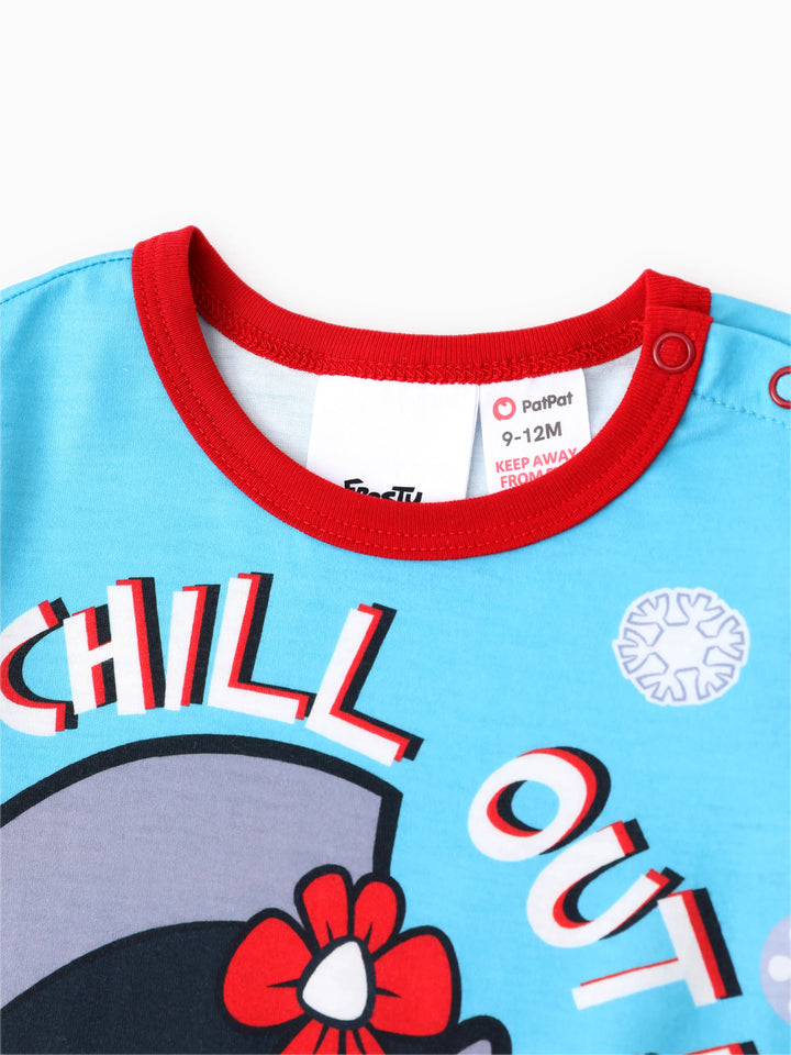 Conjuntos de Pijamas com Padrão do Boneco de Neve Frosty e Meias de Natal