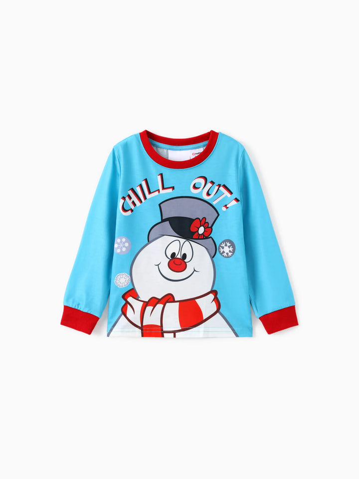 Conjuntos de Pijamas com Padrão do Boneco de Neve Frosty e Meias de Natal
