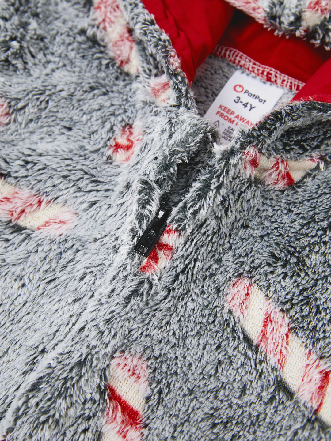 Pijamas de Uma Peça Conjuntos de Natal Correspondentes Padrão de Bastão de Caramelo (Brilham no Escuro) com Meias de Natal Pretas