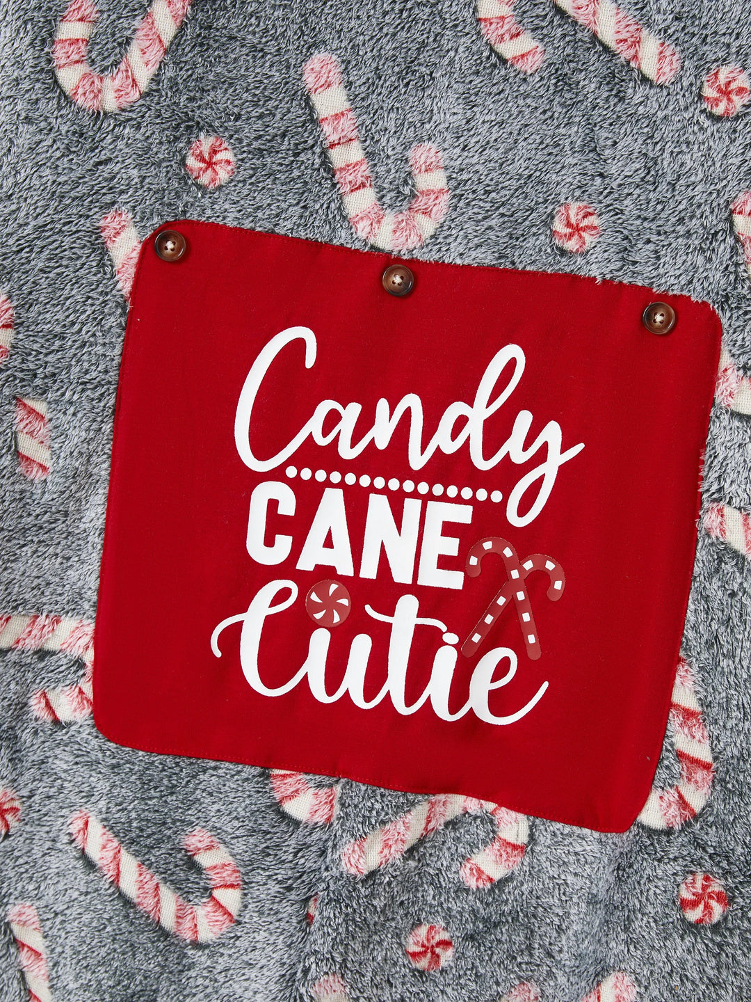 Pijamas de Uma Peça Conjuntos de Natal Correspondentes Padrão de Bastão de Caramelo (Brilham no Escuro) com Meias de Natal Pretas