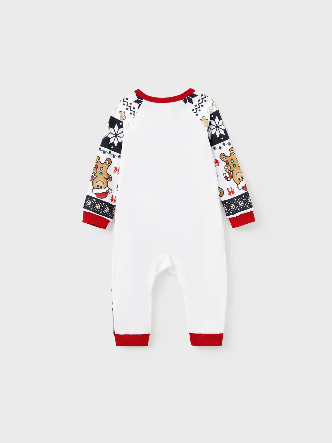 Conjunto de Piajamas de Natal para a Família com Mangas Raglan, Estilo Homem de Gengibre, Cintura com Cordão e Bolsos, Acompanhado de Meias de Natal, em vermelho/preto.