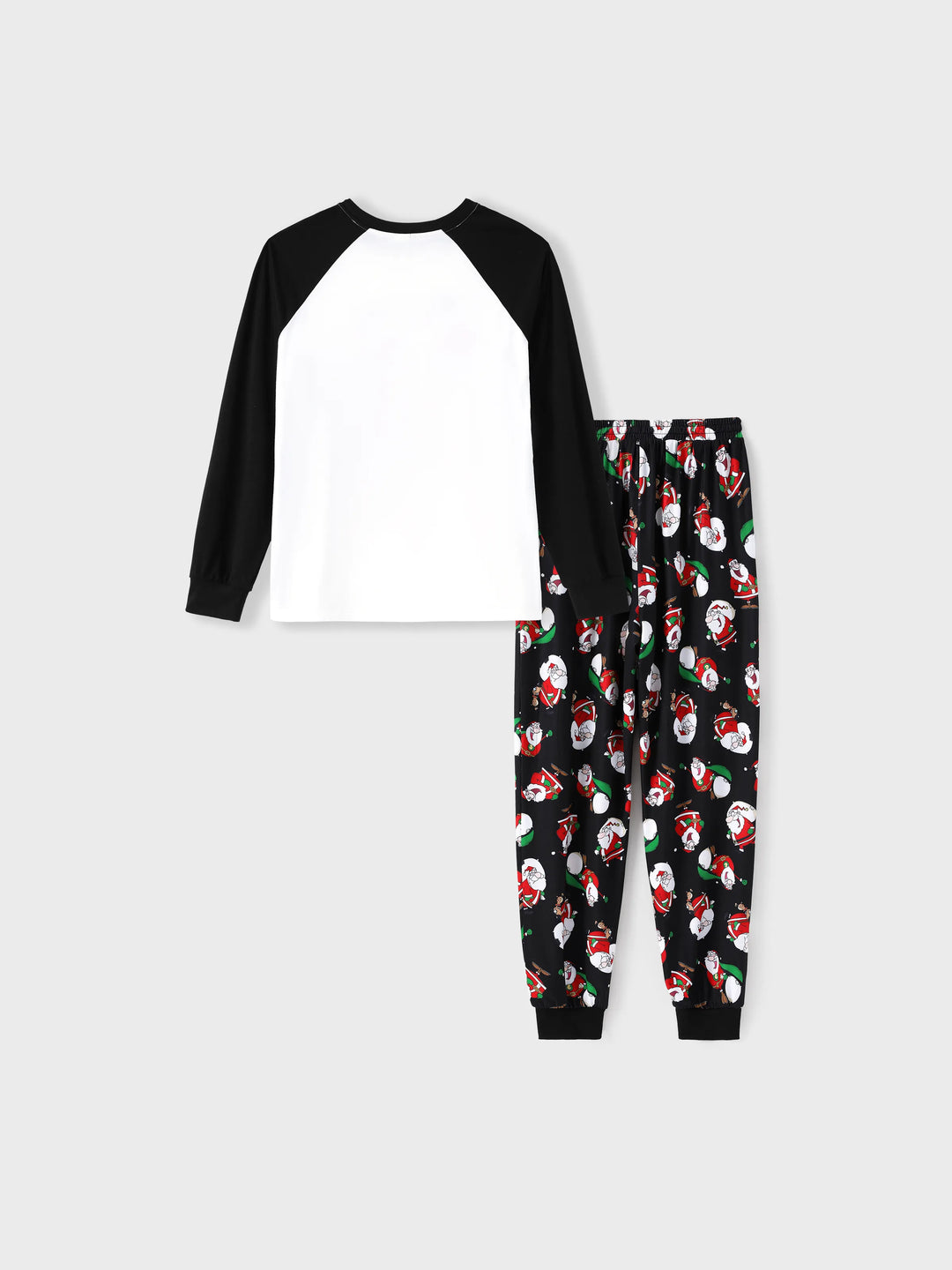 Conjunto de Pijamas em Família para Natal com Estampado de Pai Natal Preto e Branco e Meias de Natal Pretas