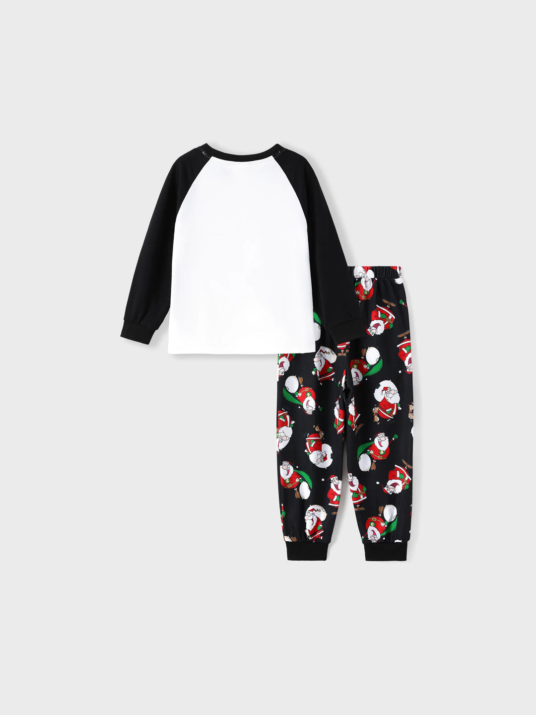 Conjunto de Pijamas em Família para Natal com Estampado de Pai Natal Preto e Branco e Meias de Natal Pretas