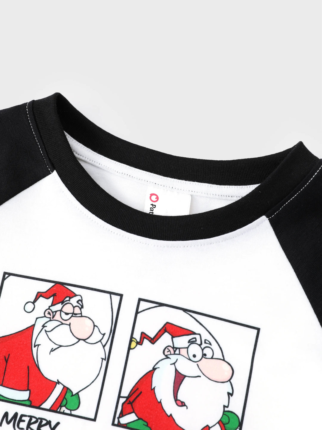 Conjunto de Pijamas em Família para Natal com Estampado de Pai Natal Preto e Branco e Meias de Natal Pretas