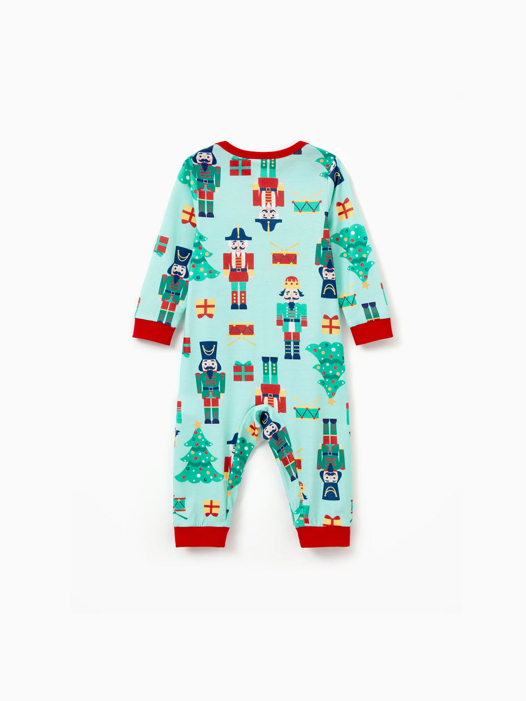 Conjunto de Pijamas Familiares de Natal em Coordenação com Estampa de Soldado e Árvore de Natal, incluindo Meias de Natal, Verde Claro