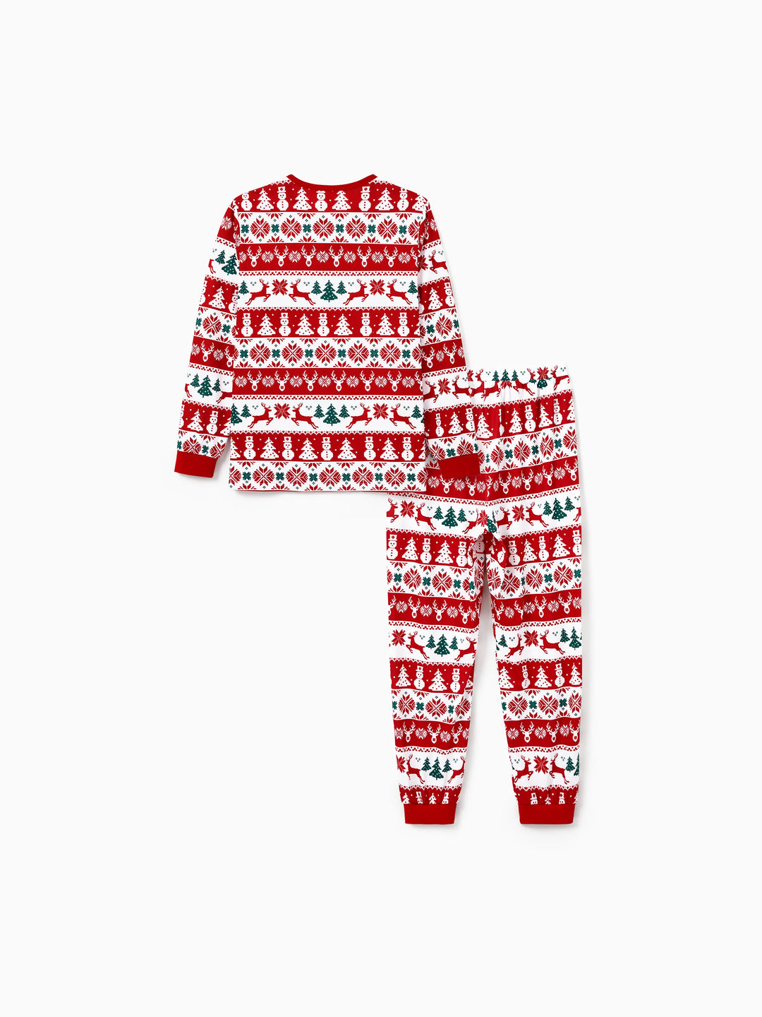 Conjunto de Pijamas de Natal para Família em Conjunto: Com Estampado de Rena e Boneco de Neve, Pijamas Vermelhos de Manga Longa com Meias de Natal Vermelhas.