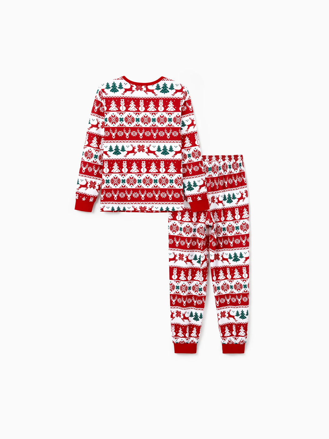 Conjunto de Pijamas de Natal para Família em Conjunto: Com Estampado de Rena e Boneco de Neve, Pijamas Vermelhos de Manga Longa com Meias de Natal Vermelhas.