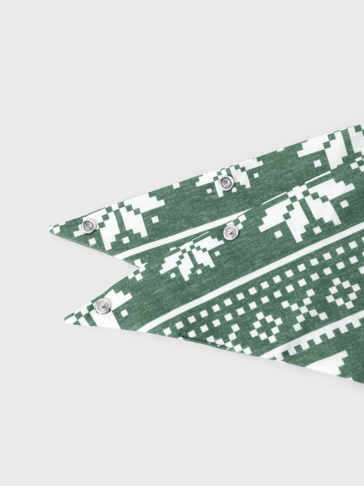 Conjunto de Pijamas de Natal para Família com Estampado de Renas e Flocos de Neve em Verde com Meias de Natal Verde Escuro