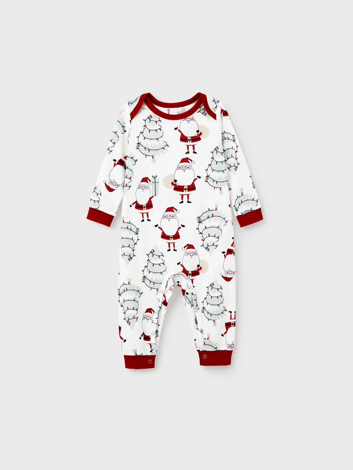 Conjunto de Pijamas de Natal em Família com Estampagem de Gnomos - Pijamas Brancos com Meias de Natal Brancas