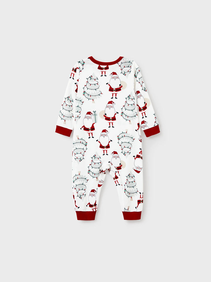 Conjunto de Pijamas de Natal em Família com Estampagem de Gnomos - Pijamas Brancos com Meias de Natal Brancas