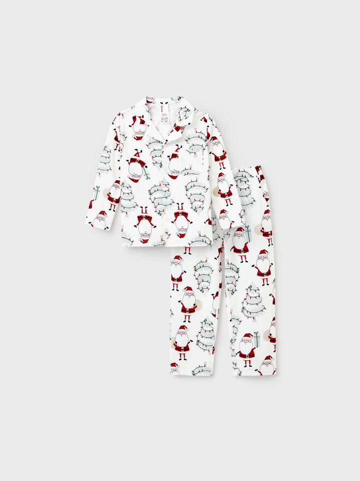 Conjunto de Pijamas de Natal em Família com Estampagem de Gnomos - Pijamas Brancos com Meias de Natal Brancas