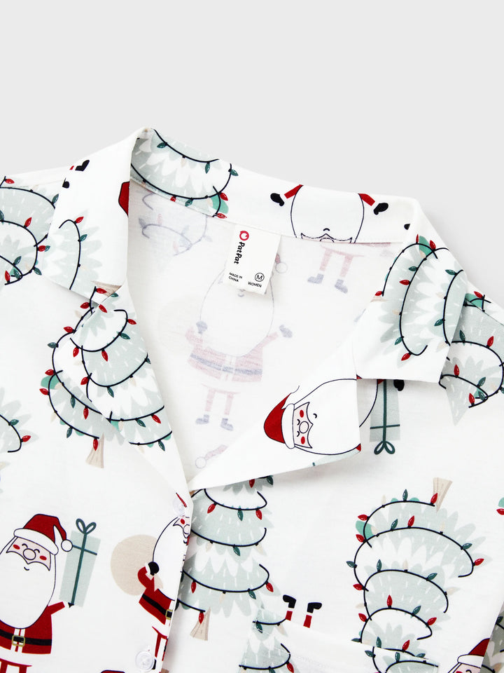 Conjunto de Pijamas de Natal em Família com Estampagem de Gnomos - Pijamas Brancos com Meias de Natal Brancas