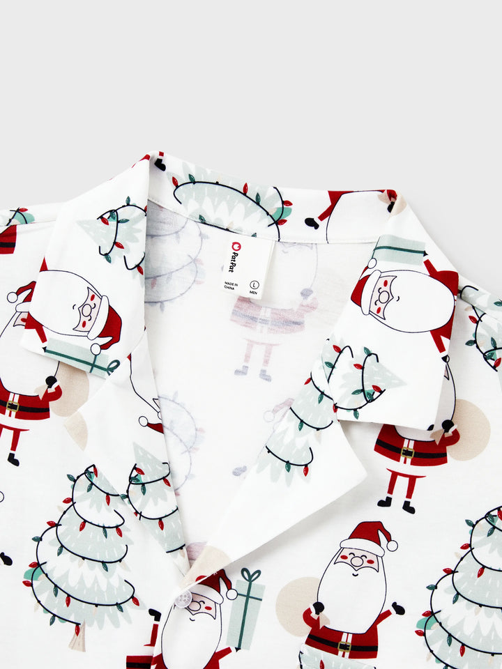 Conjunto de Pijamas de Natal em Família com Estampagem de Gnomos - Pijamas Brancos com Meias de Natal Brancas