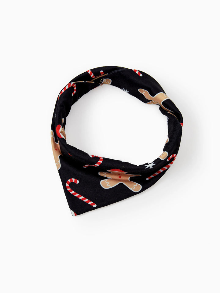 Conjunto de Pijamas de Natal Correspondentes para Família com Estampado de Bolachas de Gengibre - Pijamas Pretos com Meias de Natal Pretas