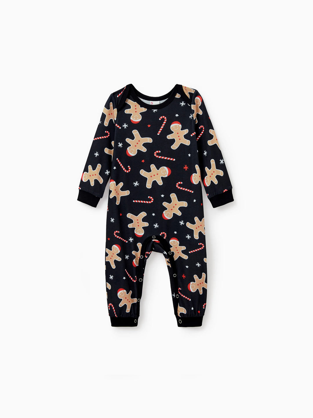 Conjunto de Pijamas de Natal Correspondentes para Família com Estampado de Bolachas de Gengibre - Pijamas Pretos com Meias de Natal Pretas