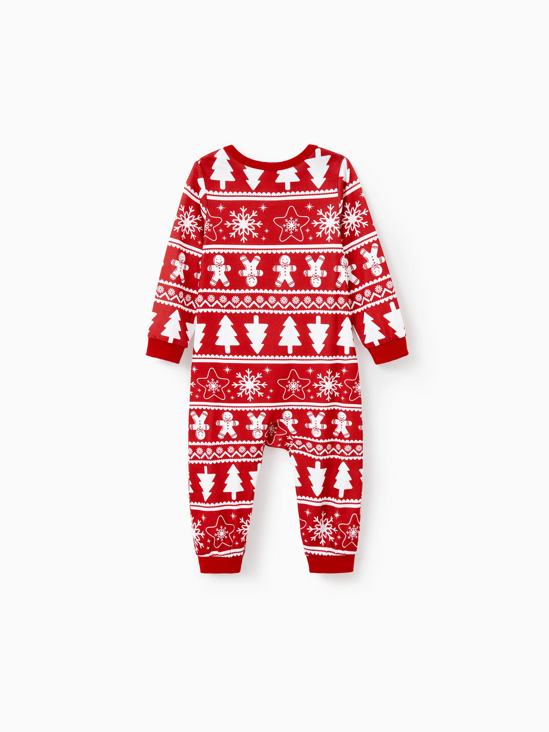 Conjunto de Pijamas em Família Coordenados para o Natal com Estampado de Homem de Gengibre e Árvore de Natal, Pijamas Vermelhos com Meias de Natal Vermelhas