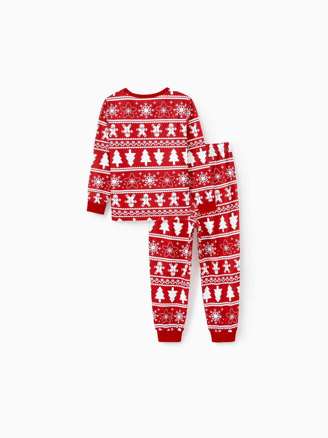 Conjunto de Pijamas em Família Coordenados para o Natal com Estampado de Homem de Gengibre e Árvore de Natal, Pijamas Vermelhos com Meias de Natal Vermelhas