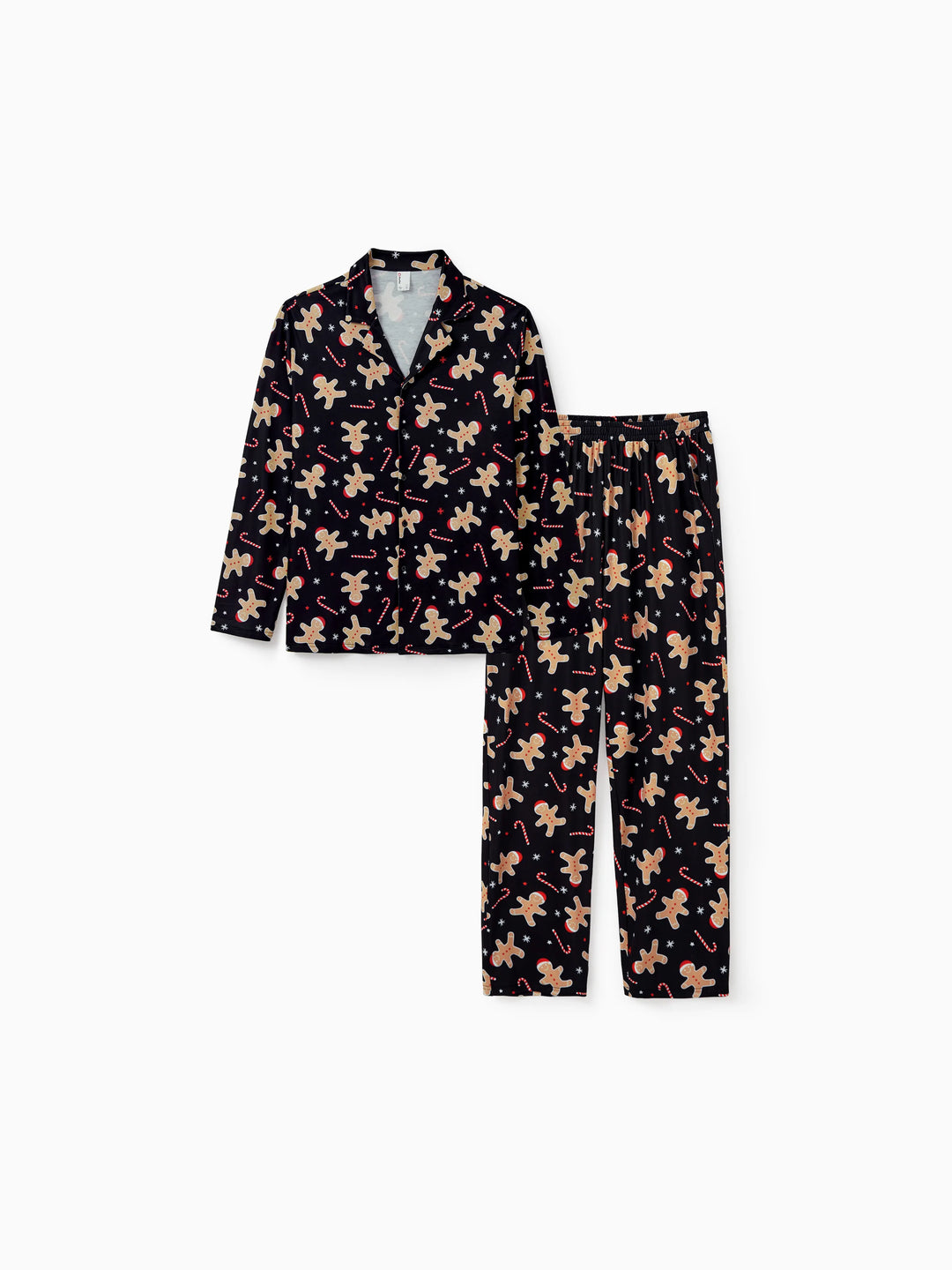 Conjunto de Pijamas de Natal Correspondentes para Família com Estampado de Bolachas de Gengibre - Pijamas Pretos com Meias de Natal Pretas