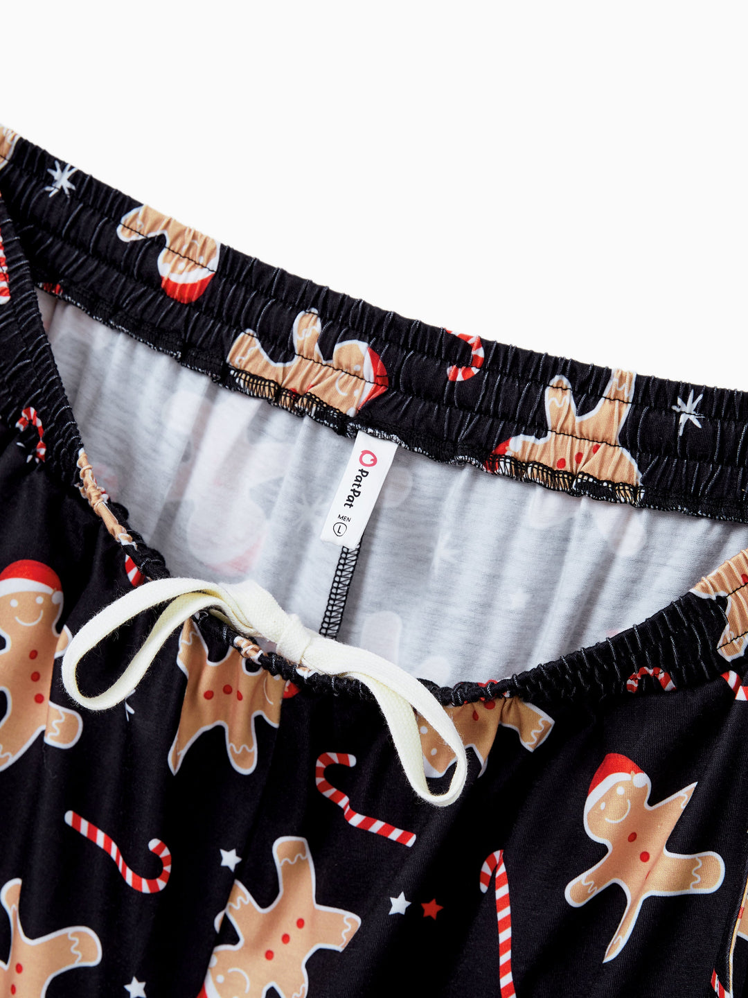 Conjunto de Pijamas de Natal Correspondentes para Família com Estampado de Bolachas de Gengibre - Pijamas Pretos com Meias de Natal Pretas
