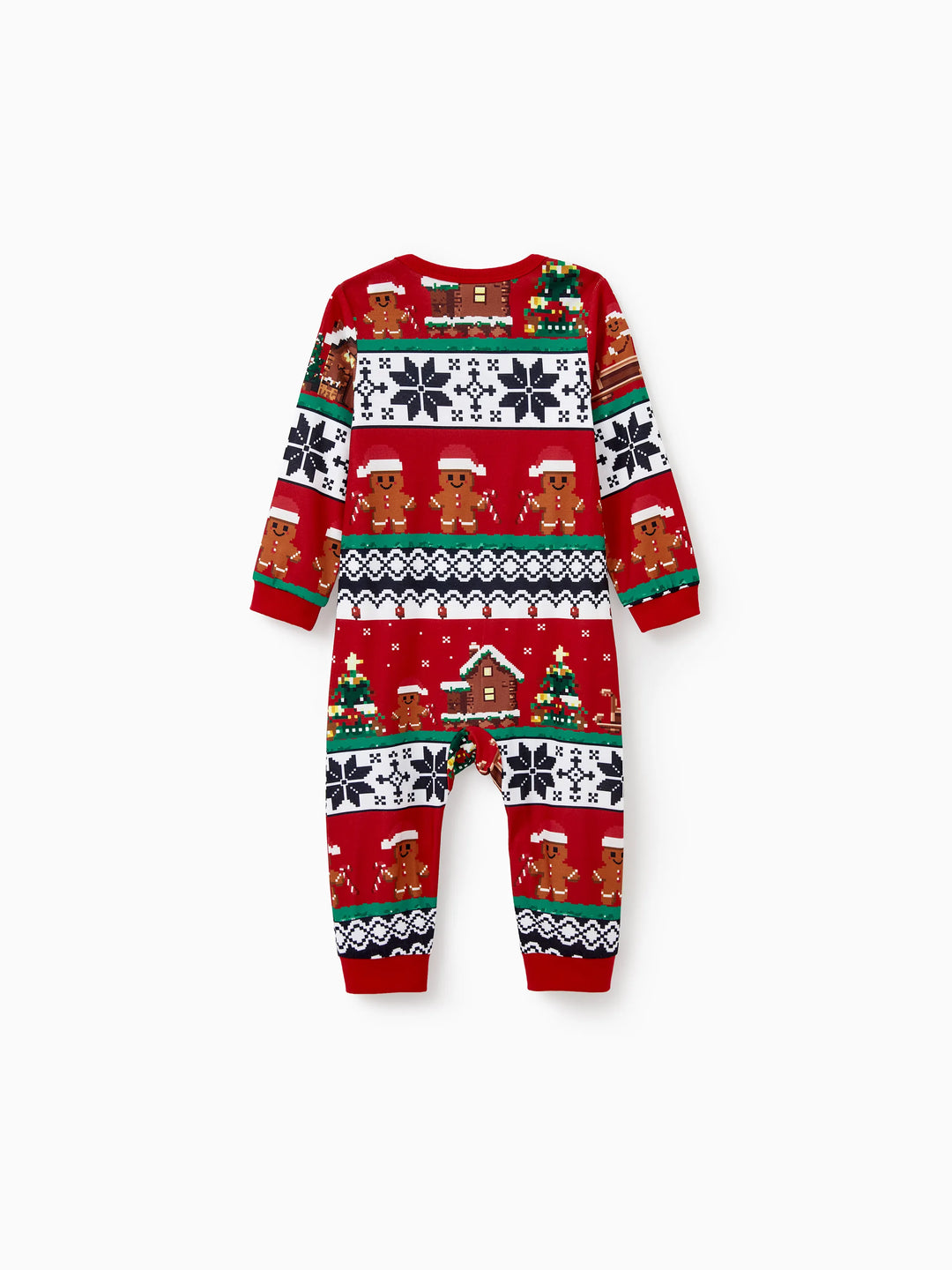 Conjunto de Pijamas em Família Correspondentes para o Natal Estampado com Ginginhas, PJs de Manga Longa com Meias de Natal em Vermelho