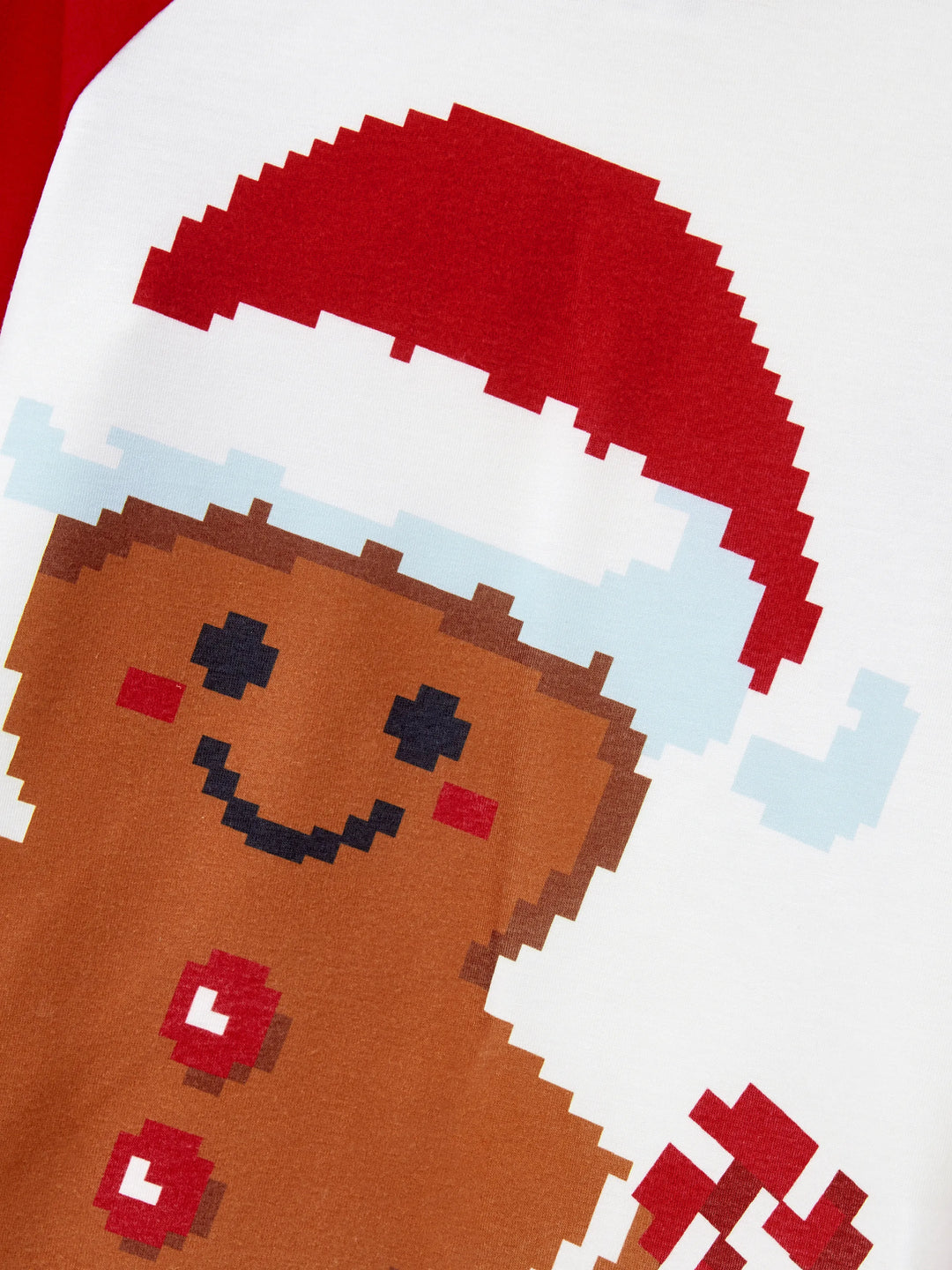 Conjunto de Pijamas em Família Correspondentes para o Natal Estampado com Ginginhas, PJs de Manga Longa com Meias de Natal em Vermelho