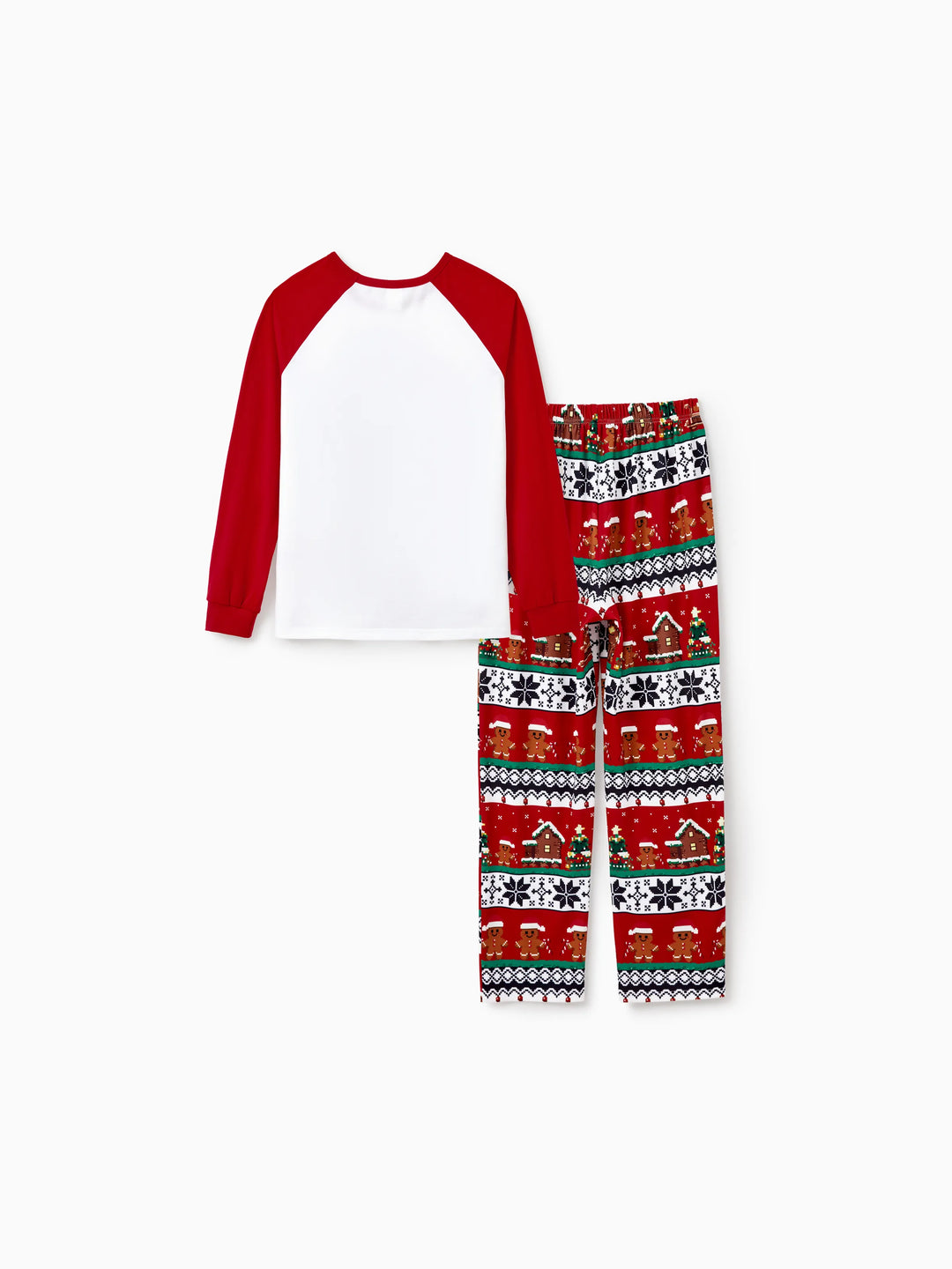 Conjunto de Pijamas em Família Correspondentes para o Natal Estampado com Ginginhas, PJs de Manga Longa com Meias de Natal em Vermelho