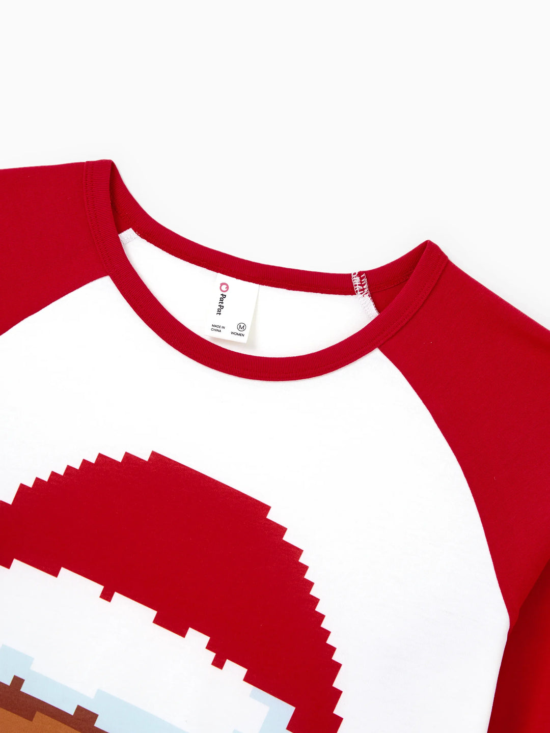 Conjunto de Pijamas em Família Correspondentes para o Natal Estampado com Ginginhas, PJs de Manga Longa com Meias de Natal em Vermelho