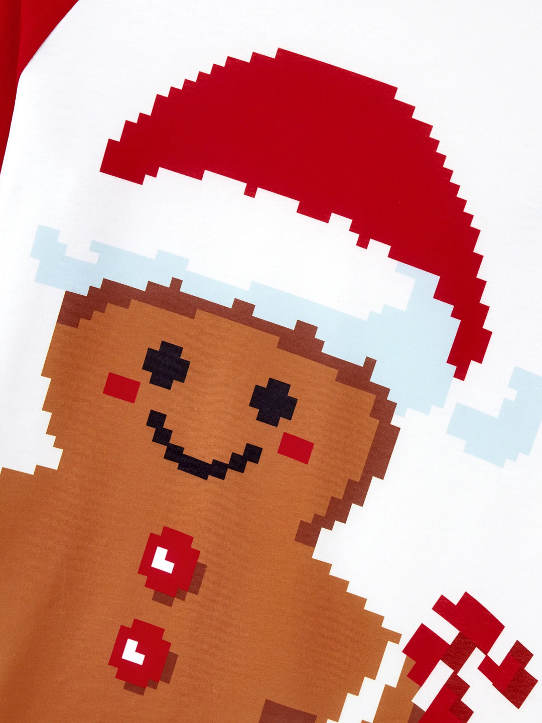 Conjunto de Pijamas em Família Correspondentes para o Natal Estampado com Ginginhas, PJs de Manga Longa com Meias de Natal em Vermelho