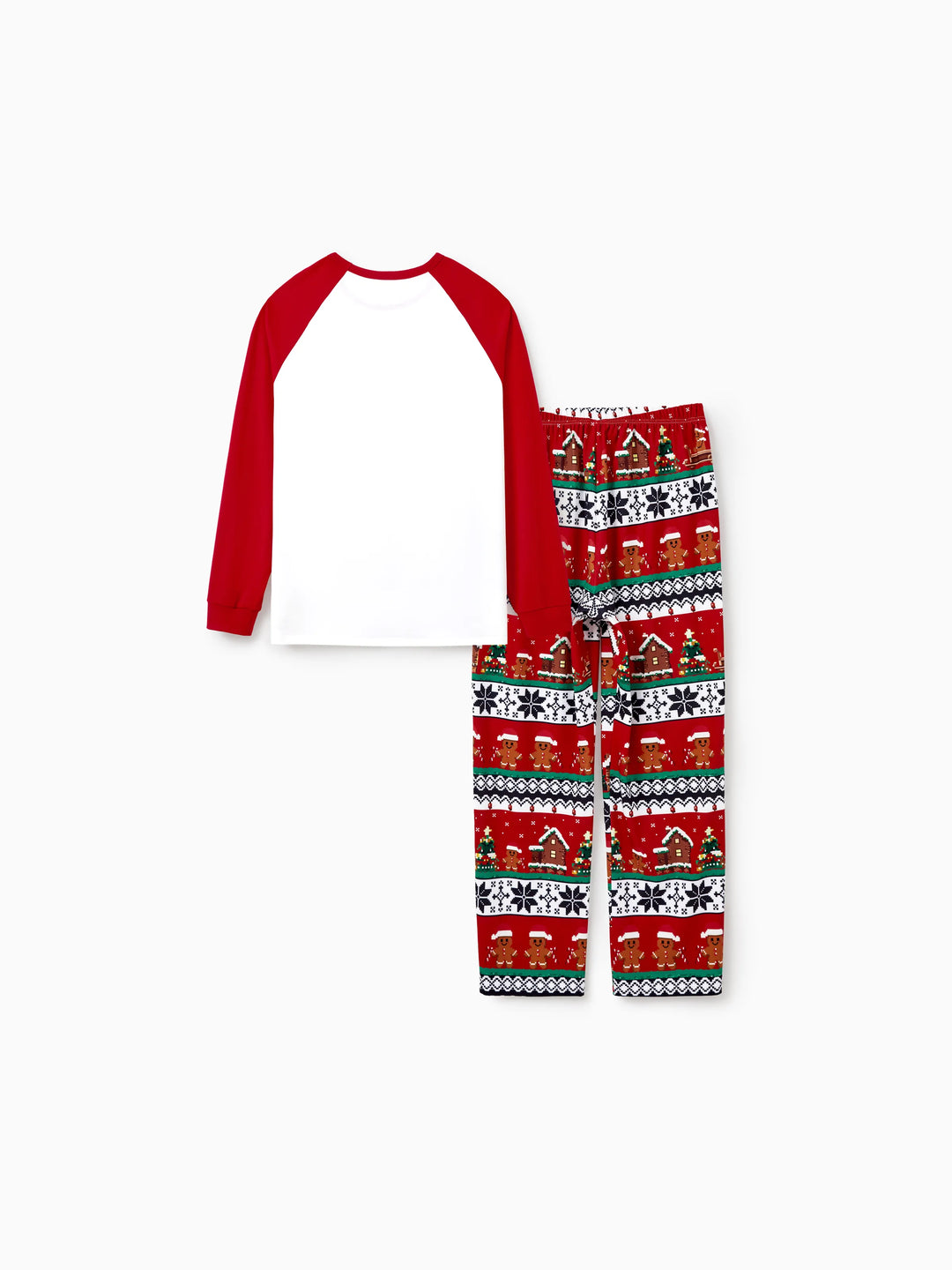 Conjunto de Pijamas em Família Correspondentes para o Natal Estampado com Ginginhas, PJs de Manga Longa com Meias de Natal em Vermelho