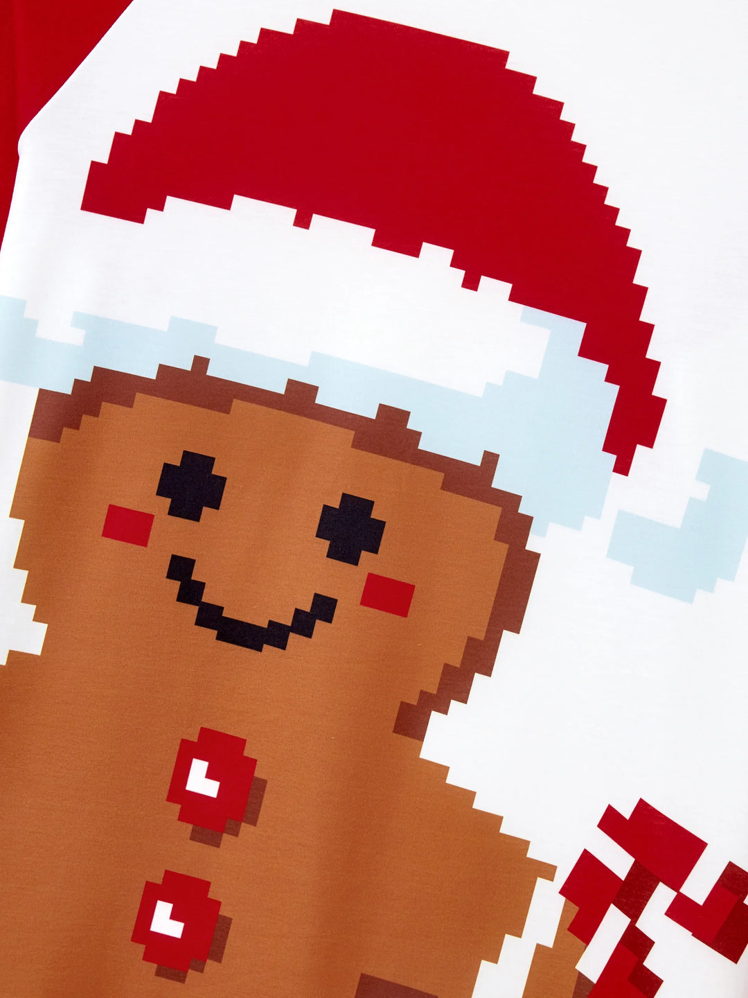 Conjunto de Pijamas em Família Correspondentes para o Natal Estampado com Ginginhas, PJs de Manga Longa com Meias de Natal em Vermelho