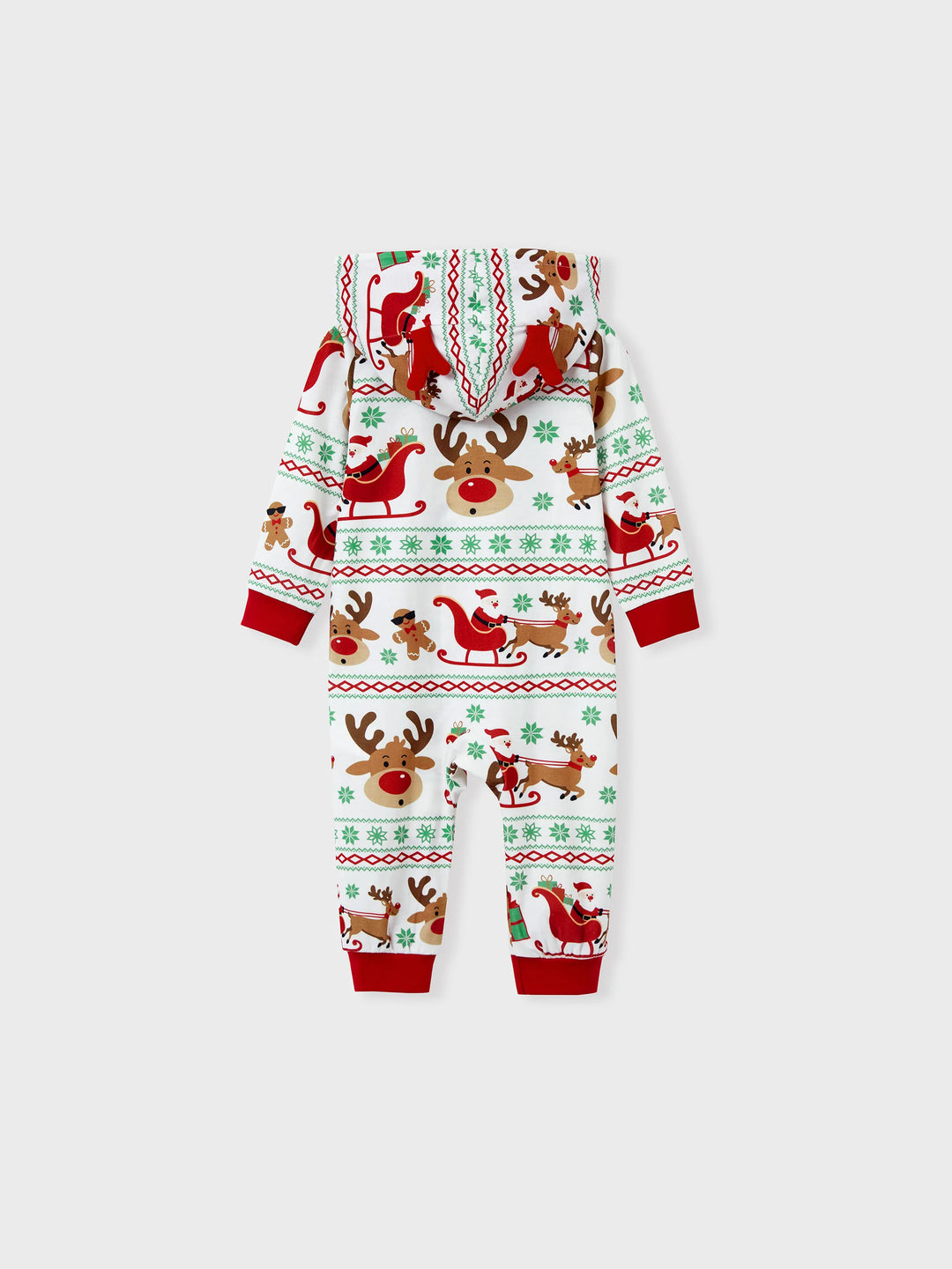 Conjunto de Pijamas em Conjunto para a Família com Motivo de Renas - Pijamas de Manga Longa com Meias de Natal Vermelhas