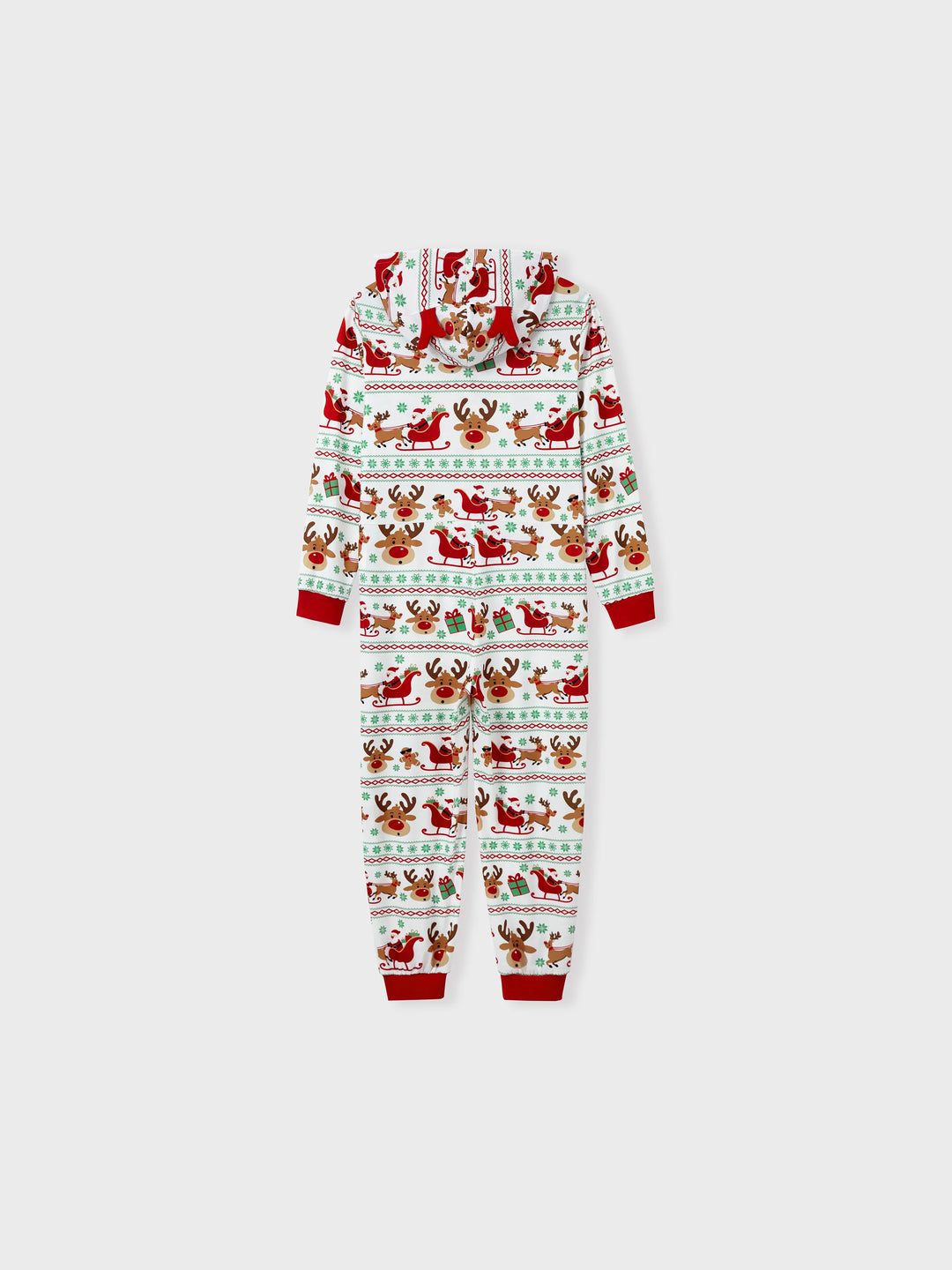 Conjunto de Pijamas em Conjunto para a Família com Motivo de Renas - Pijamas de Manga Longa com Meias de Natal Vermelhas