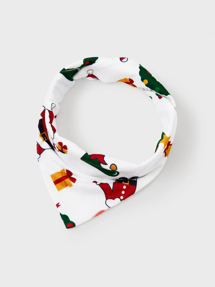 Conjunto de Pijamas Coordenação de Natal para toda a Família Estampado com Pai Natal e Árvore de Natal, Pijamas de Manga Longa com Meias de Natal Brancas