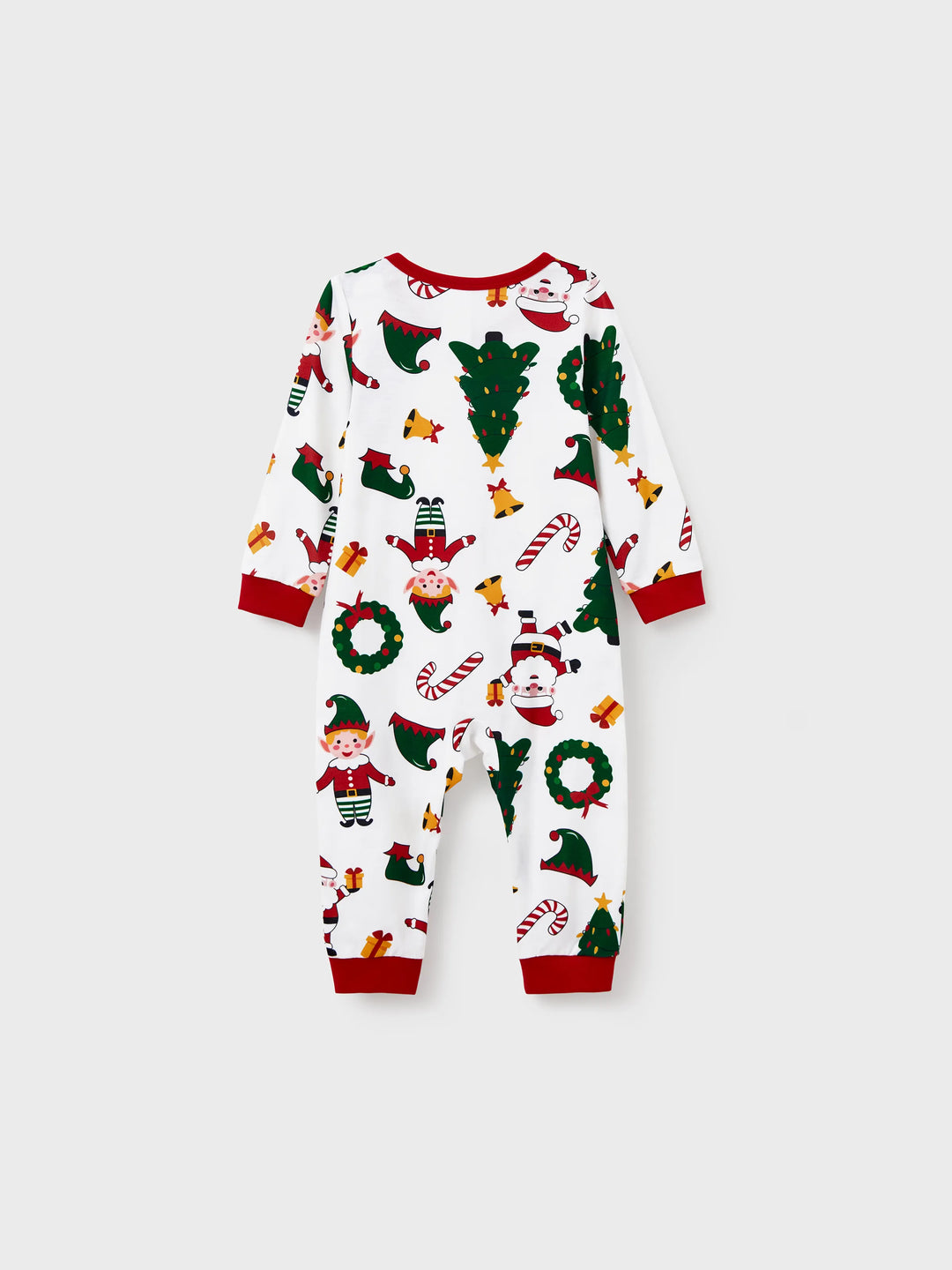 Conjunto de Pijamas Coordenação de Natal para toda a Família Estampado com Pai Natal e Árvore de Natal, Pijamas de Manga Longa com Meias de Natal Brancas