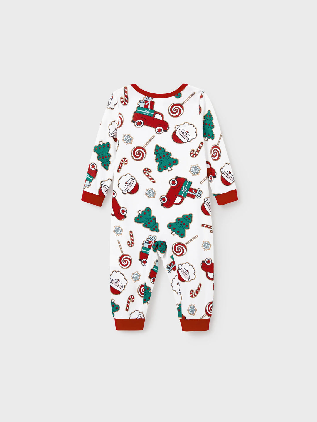 Conjunto de Pijamas em Família para o Natal com Impressão de Pai Natal e Árvore de Natal - PJs Brancos com Meias de Natal Brancas