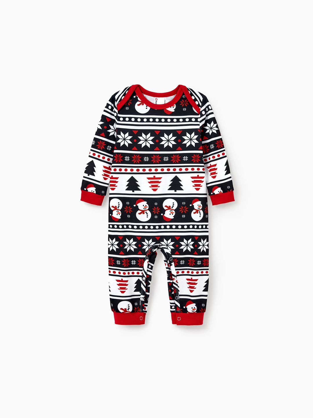 Conjunto de Pijamas de Natal para a Família com Estampa de Boneco de Neve e Árvore de Natal - Pijamas Pretos com Meias de Natal Pretas