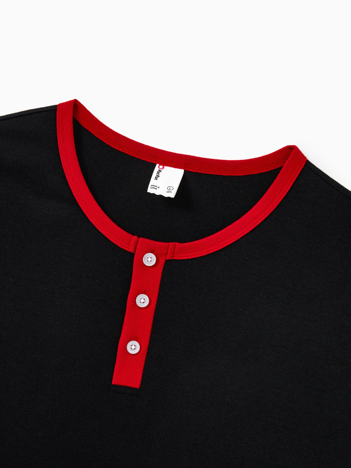 Conjunto de Pijamas de Natal para a Família com Estampa de Boneco de Neve e Árvore de Natal - Pijamas Pretos com Meias de Natal Pretas