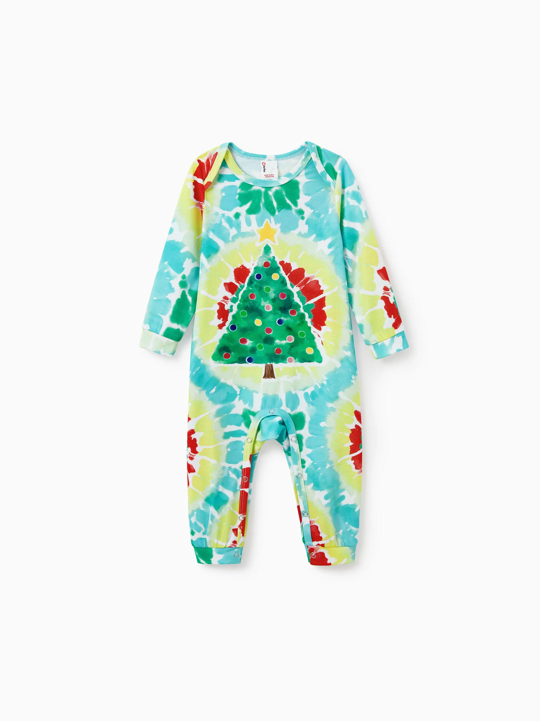 Conjunto de Pijamas de Natal para a Família em Coordenação com Estampa Colorida de Árvore de Natal e Meias de Natal Multicoloridas