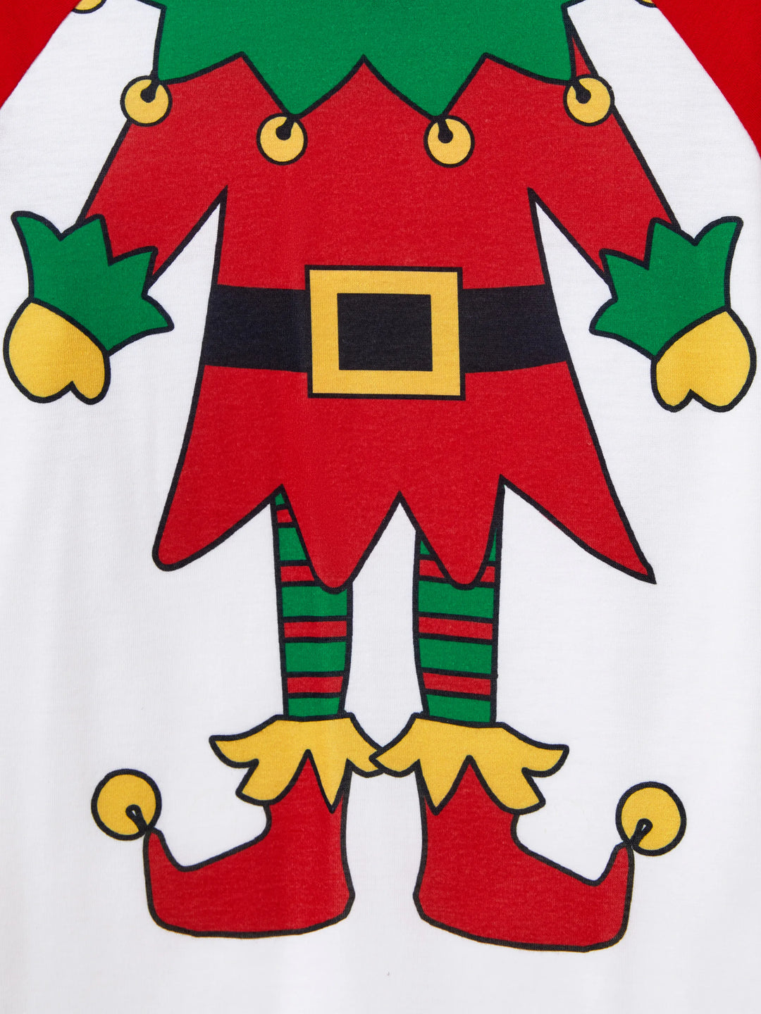 Conjunto de Pijamas de Natal para a Família em Conjunto com Meias de Natal - Estampa de Elfo - Vermelho