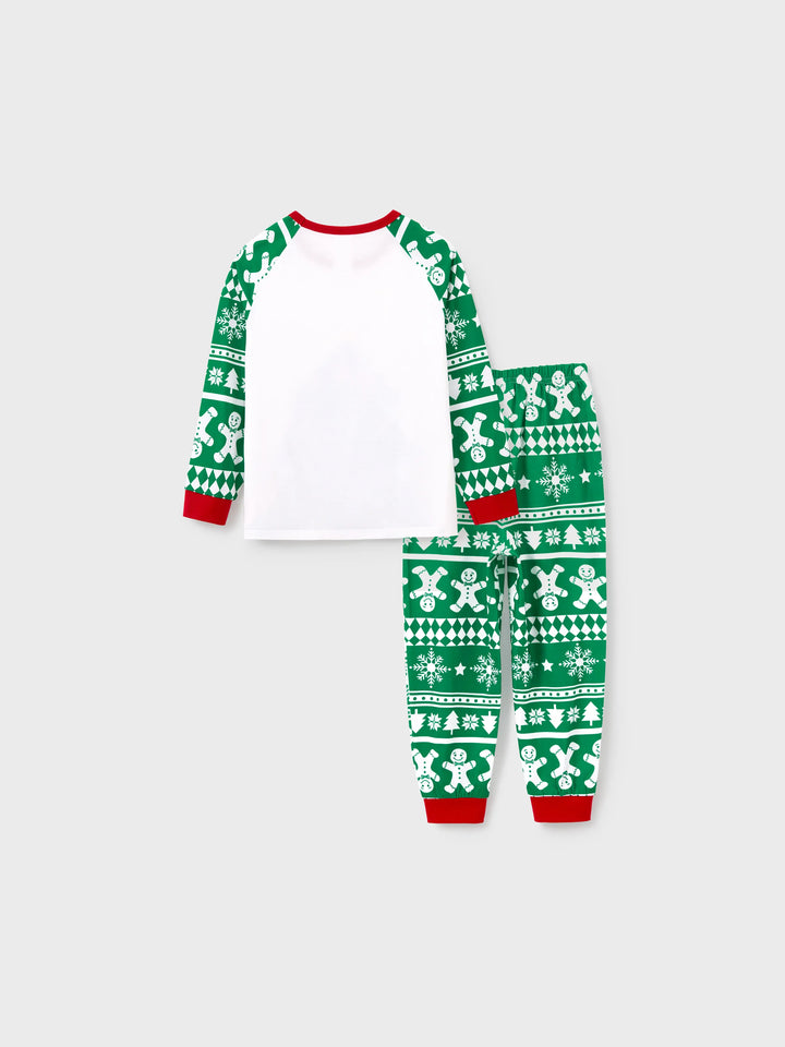 Conjunto de Pajamas Correspondentes para a Família de Natal com Impressão de Gengibre e Árvore de Natal PJs Verdes com Meias de Natal Verdes