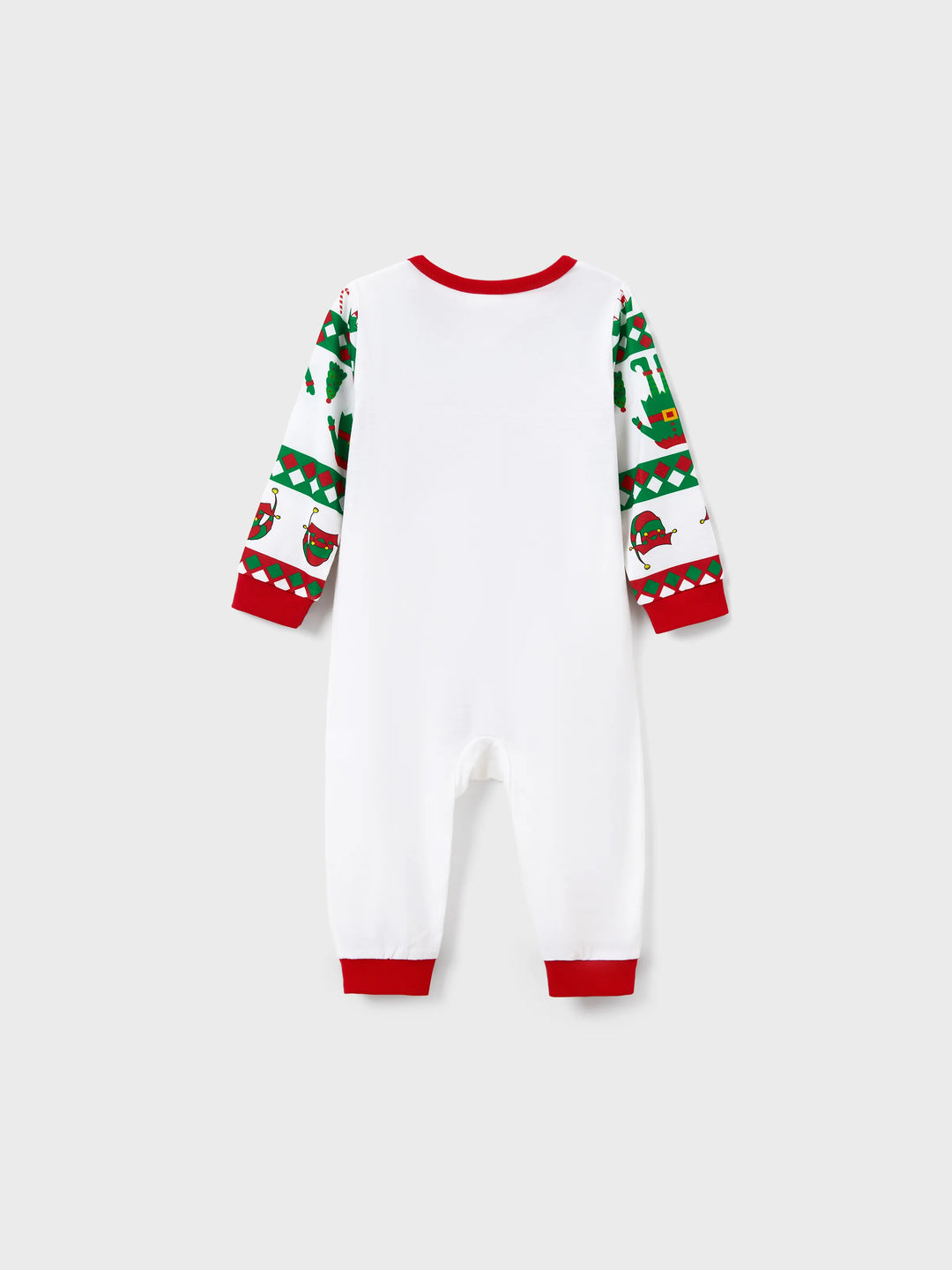 Conjunto de Pijamas de Natal para a Família em Conjunto com Meias de Natal - Estampa de Elfo - Vermelho