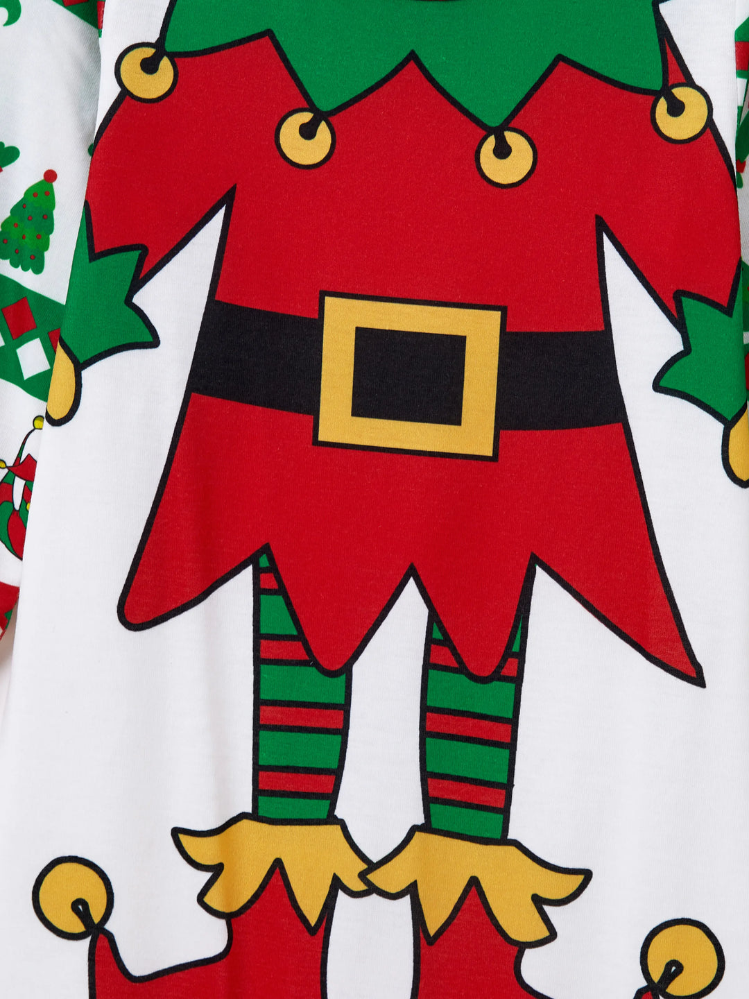 Conjunto de Pijamas de Natal para a Família em Conjunto com Meias de Natal - Estampa de Elfo - Vermelho