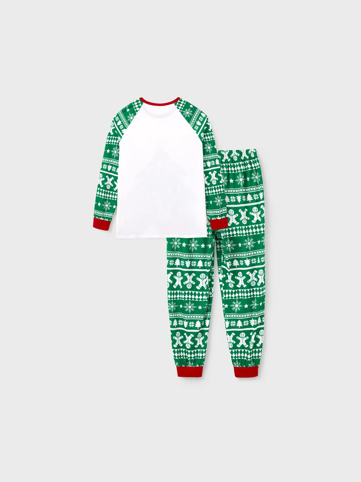 Conjunto de Pajamas Correspondentes para a Família de Natal com Impressão de Gengibre e Árvore de Natal PJs Verdes com Meias de Natal Verdes