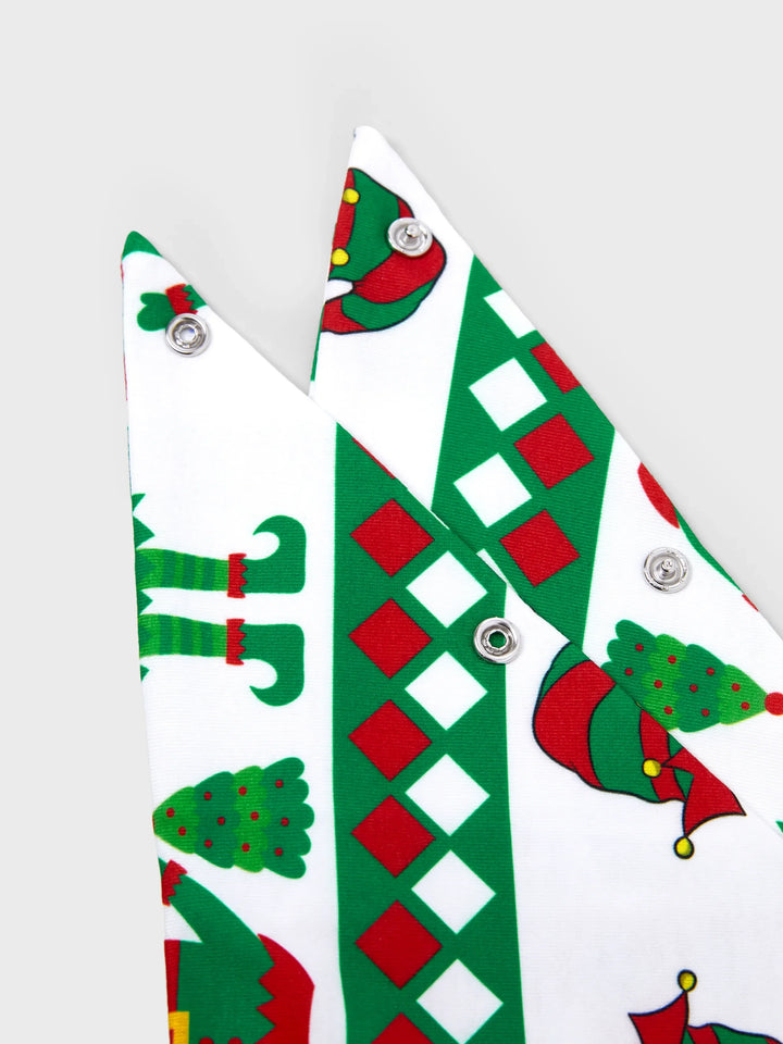 Conjunto de Pijamas de Natal para a Família em Conjunto com Meias de Natal - Estampa de Elfo - Vermelho