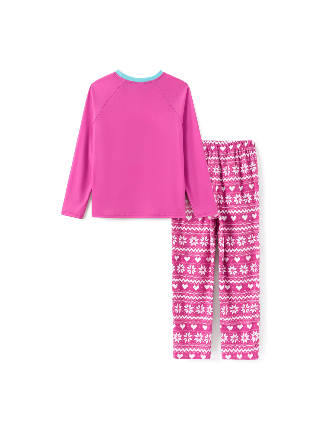 Conjunto de Pijamas em Rosa Choque para Mãe e Filha com Estampado de Flocos de Neve da Barbie para o Natal