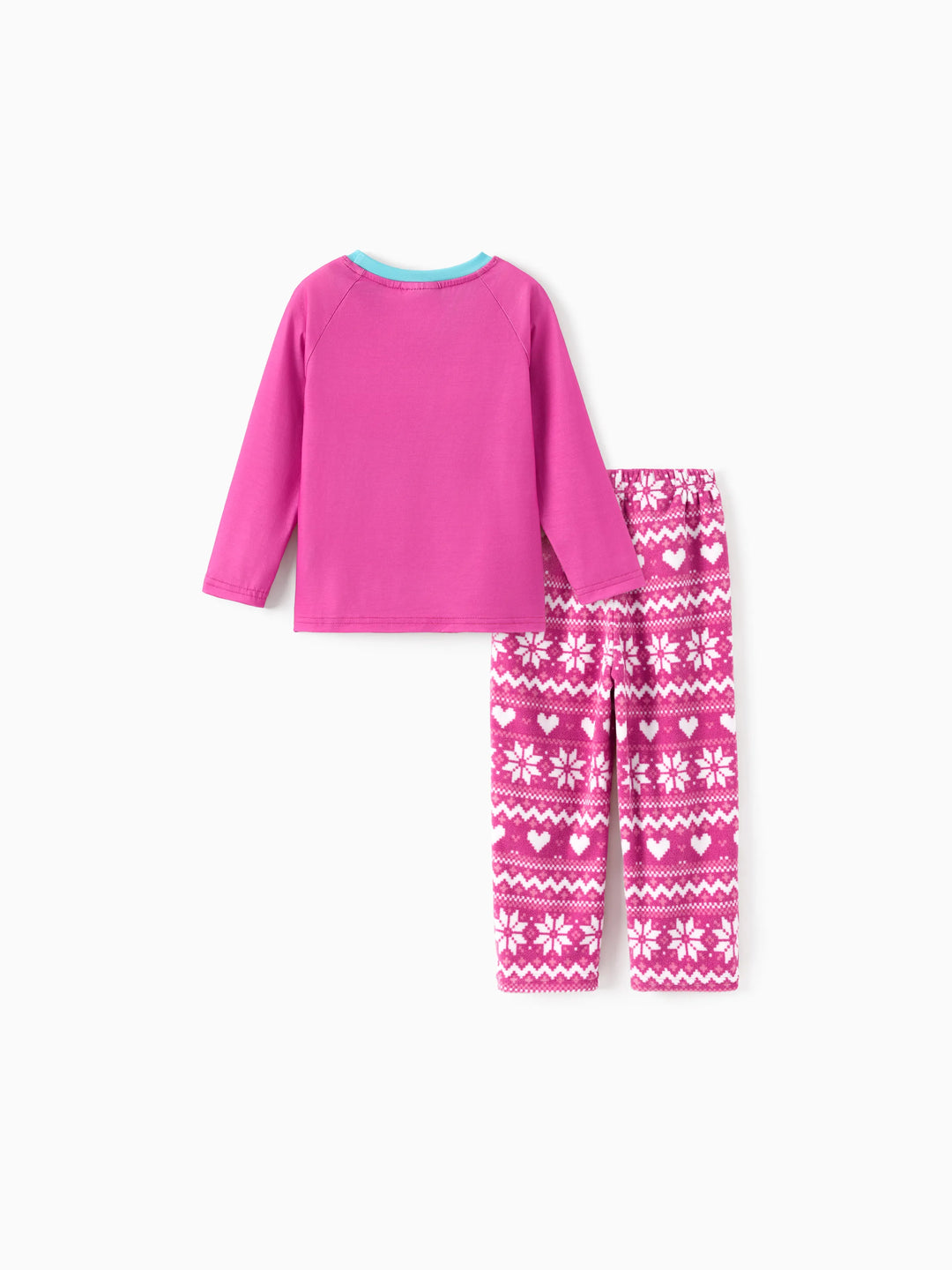 Conjunto de Pijamas em Rosa Choque para Mãe e Filha com Estampado de Flocos de Neve da Barbie para o Natal