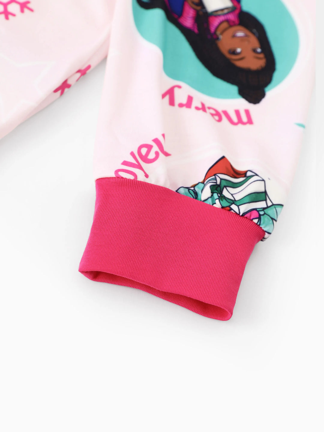 Conjunto de Pijamas de Natal em Conjunto para Família com Flocos de Neve e Meias de Natal Barbie - Cor de Rosa